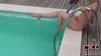 Teen Feet Playing In The Pool. Trailer X