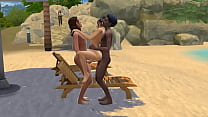 Нимфоманка отдалась парню на пляже, и позволила случайному прохожему присоединиться к ним